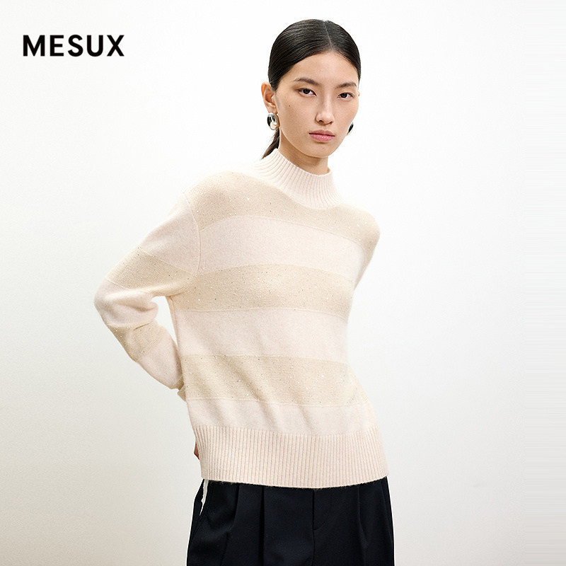 MESUX米岫冬绵羊毛含山羊绒重工高质肌理感针织毛衣女MMWUE440