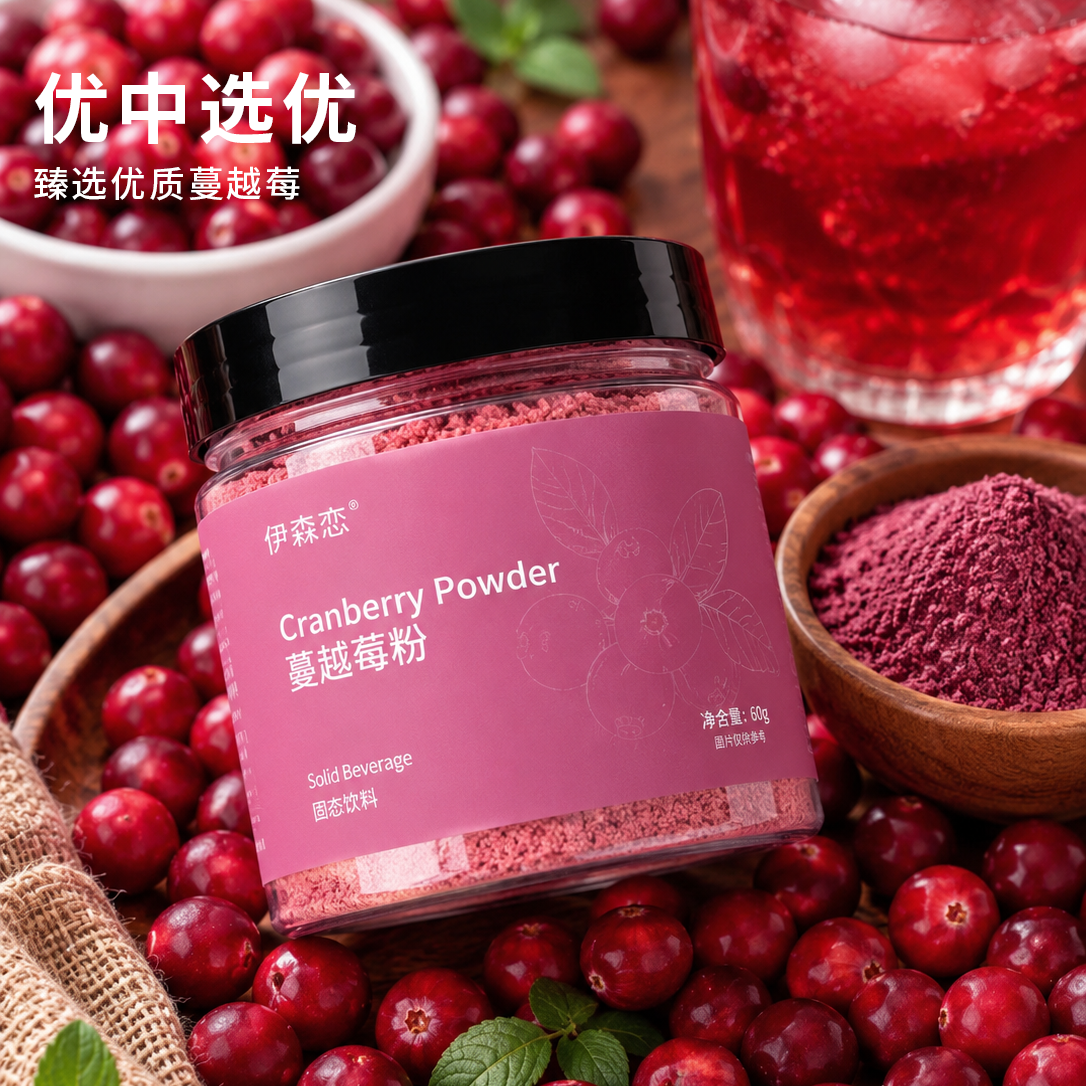 纯天然蔓越莓粉鲜果果蔬粉花青素烘焙冲饮膳食纤维搭配燕麦酸奶碗