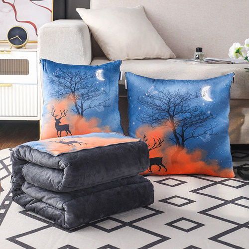 冬季加厚抱枕被子两用珊瑚绒汽车午休被空调被车载办公室靠垫靠枕