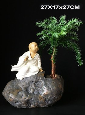 禅意盆景绿植新中式迎客松摆件玄关装饰客厅家居酒店植物四季常青