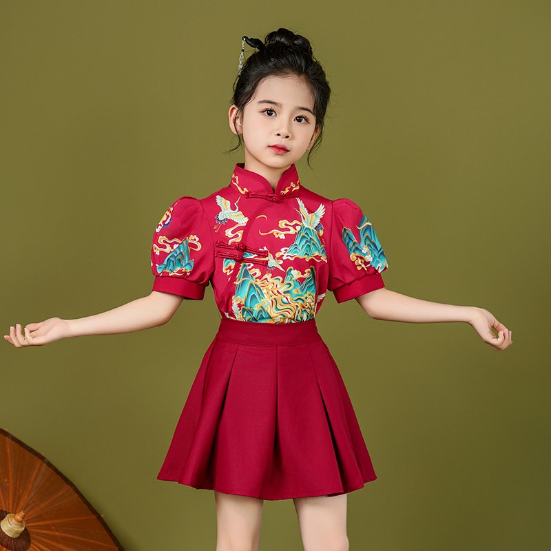 儿童中国风演出服小学生合唱国风套装幼儿园啦啦队毕业拍照表演服