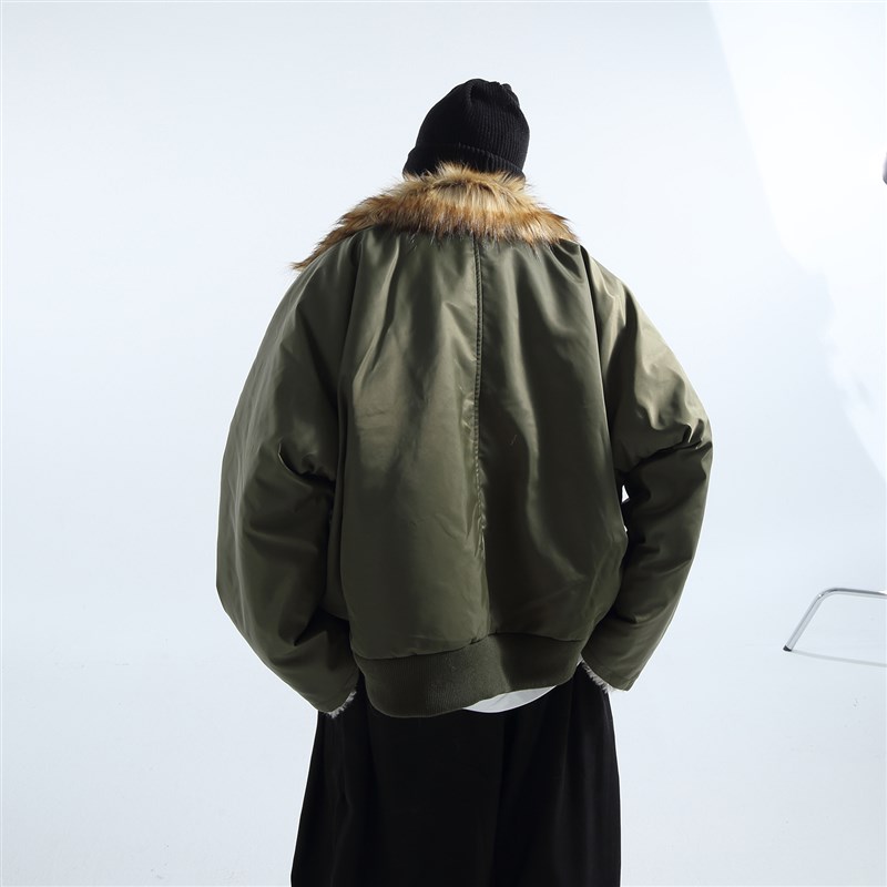 GRNL暖炉出击 男女款大廓形座山雕外套加绒加厚飞行夹克棉服