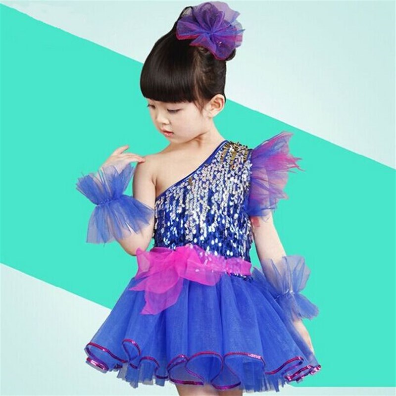 六一儿童演出表演舞蹈服装女童合唱服幼儿园跳舞亮片纱裙蓬蓬裙子
