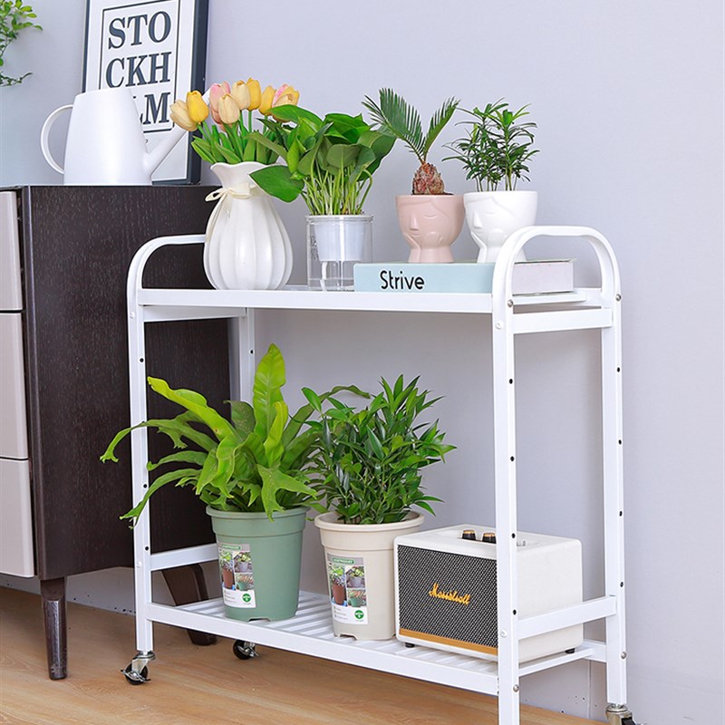 花架不锈钢阳台置物架带轮多肉花盆架多层室内花卉落地式家用简约