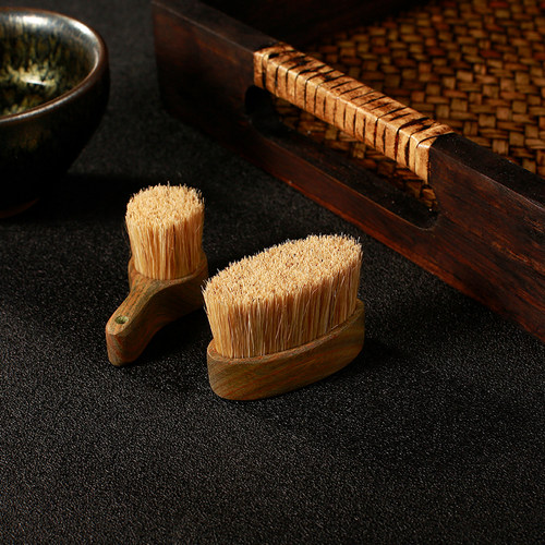 纯猪鬃毛文玩刷子迷你不掉毛实木金蟾核桃金刚玉核雕清理包浆保养