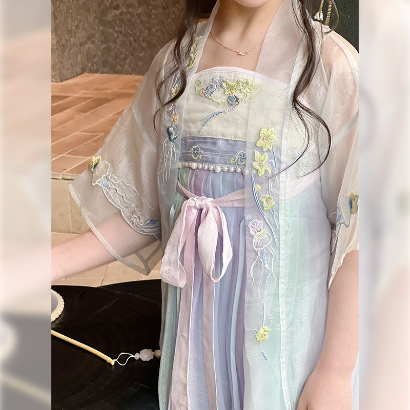 女童汉服2024夏季新款儿童裙子宝宝改良古风连衣裙演出服国风夏装