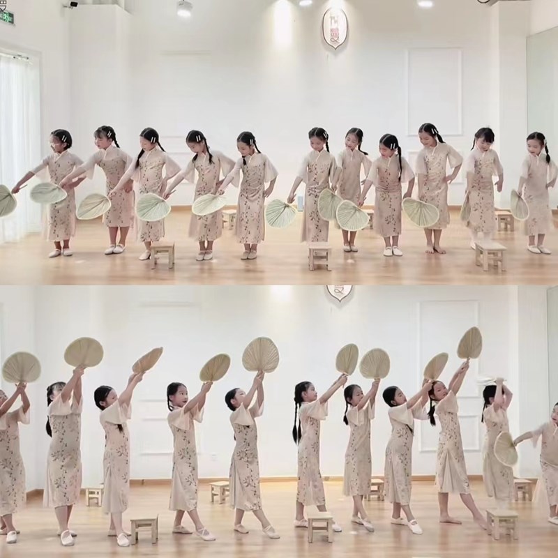 外婆桥舞蹈服装儿童款高弹力旗袍裙人间烟火演出服入画江南表演服