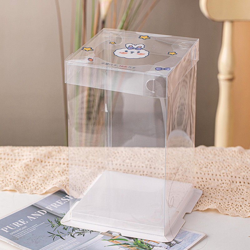 4寸蛋糕盒透明生日蛋糕包装盒4四6六8八寸双层加高一次性卡通盒子