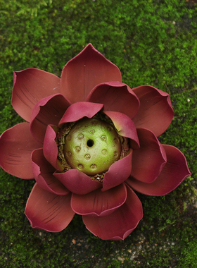 陶瓷手捏莲花家居装饰品禅意摆件书房工艺品摆设精品荷花香插包邮