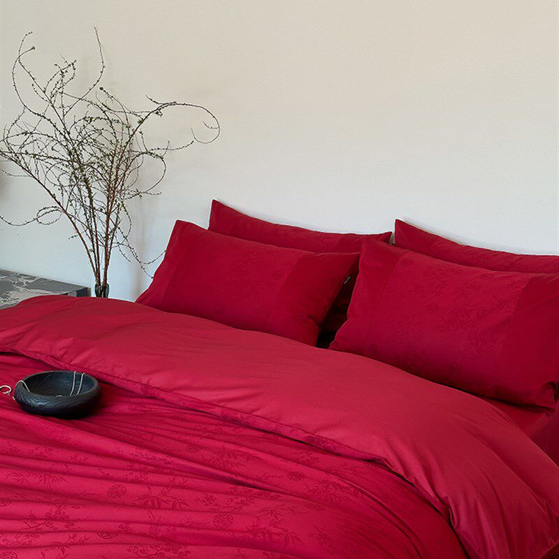 浪漫婚庆100S澳棉纯棉四件套新中式提花全棉结婚被套床单床上用品