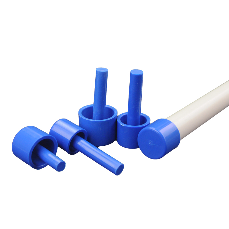 PVC新款塑料管帽蓝色带柄线管堵头带棒堵帽防尘塞160 25 32