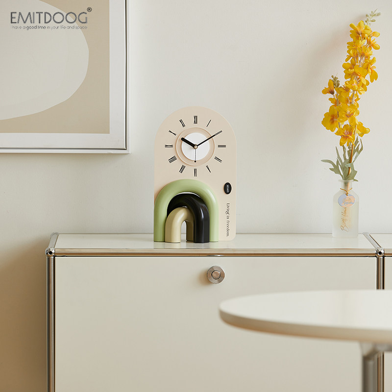 EMITDOOG法式奶油风家居客厅玄关桌面装饰摆件卧室创意座钟饰品