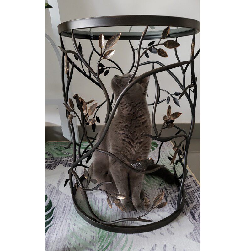 美式乡村铁艺做旧圆形茶几沙发边几角几民宿阳台咖啡厅复古咖啡桌