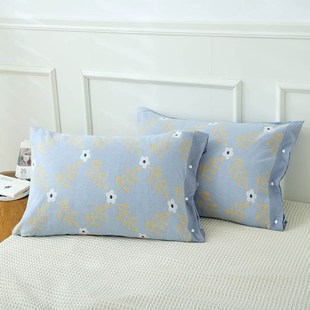 枕套一对装 侧开口按扣单个全棉纱布乳胶枕头套48cmx74cm 纯棉夏季