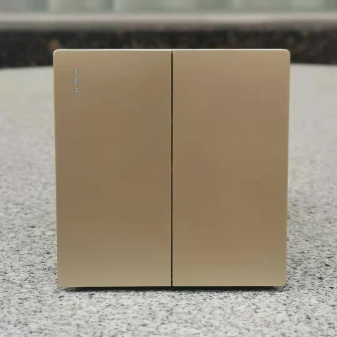 86型金色双门铃开关 二位2位二开常开常闭开关自动复位面板按钮