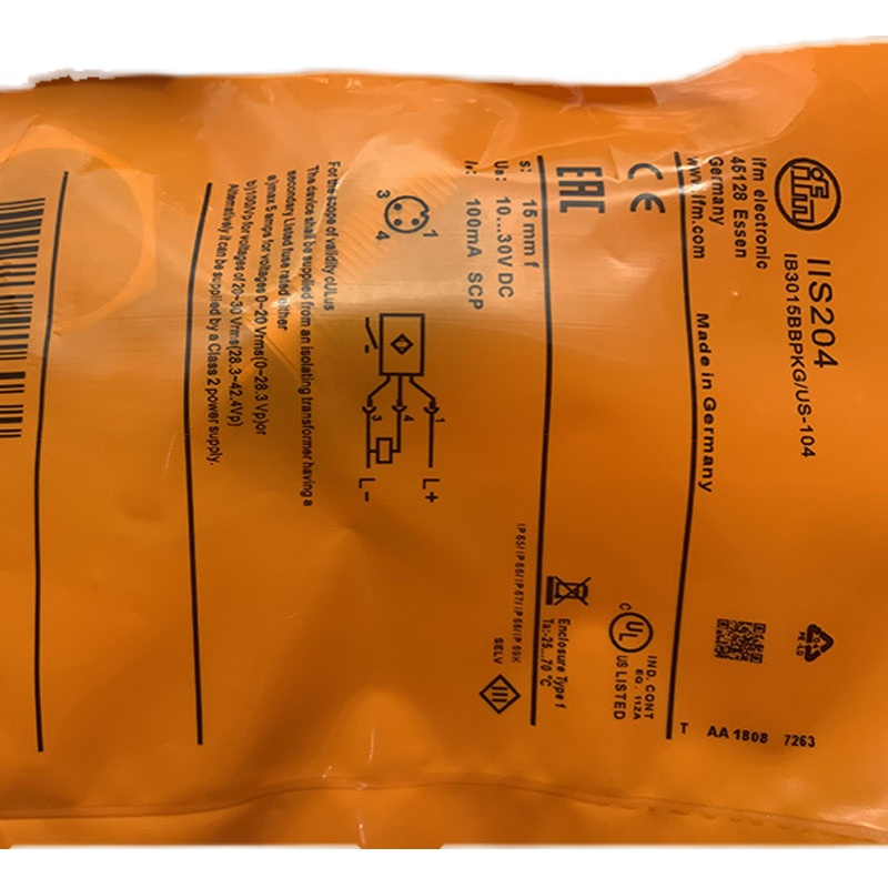 全新易福门IFM传感器IIS204/IIS205/IIS206/IIS207/IIS208质保1年