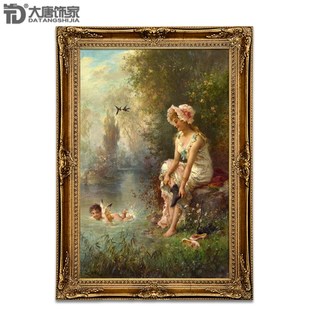 玄关油画 豪华欧式 古典人物天使油画盛夏N249 饰画 高档手绘客厅装