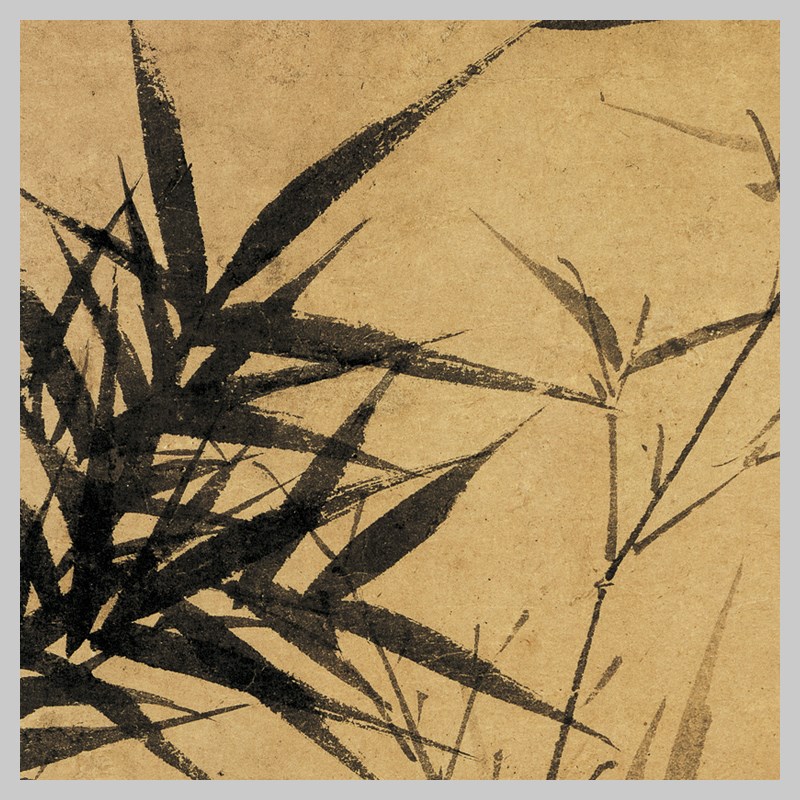 元 顾安 拳石新篁图 复古国画花鸟墨竹图 微喷复制 中式卷轴玄关