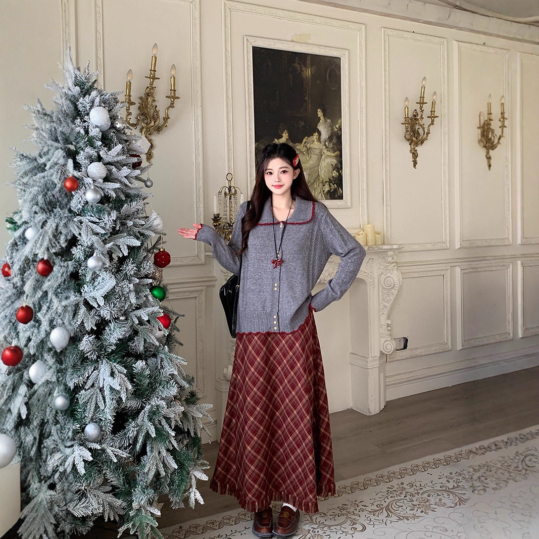 【我们俩】2025冬装新款大码mm女甜美穿搭针织毛衣格子半身裙套装,女装/女士精品,大码套装,淘宝优惠券,粉丝福利购,淘宝优惠卷