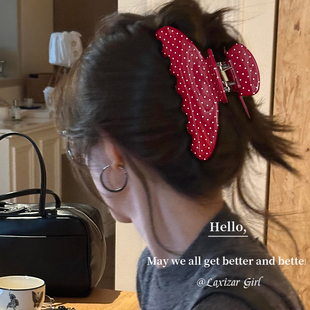 高端夹子头饰 后脑勺盘发鲨鱼夹2025新款 韩版 波点醋酸抓夹发夹女款