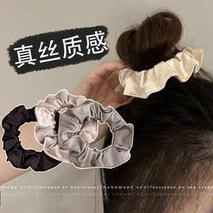 真丝质感超柔缎面褶皱小肠发圈高级感头绳弹力扎发不伤发皮筋发饰