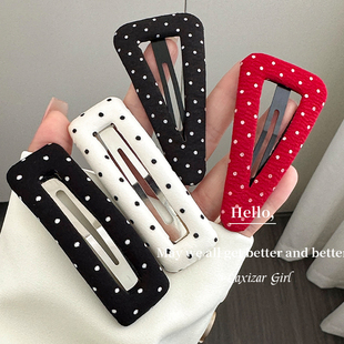 大号波点发夹边夹一字夹刘海侧边碎发夹2025年高级感发卡夹子头饰