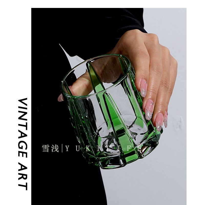 空山基杯 中古绿玻璃杯水杯酒杯饮料杯日式威士忌洋酒vintage杯子