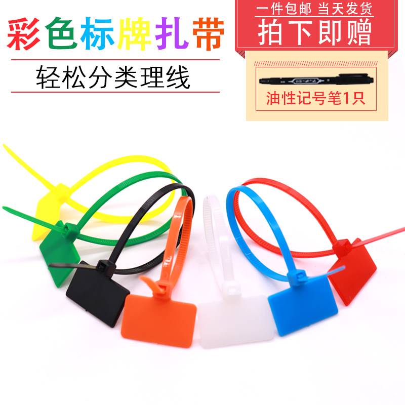防塑料电线挂牌标签彩色卡扣吊标签扎标牌标记网线线缆带防水标记