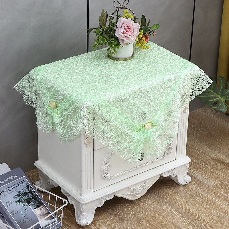 床头柜盖巾小圆桌桌布洗衣机盖布万能蕾丝盖巾冰箱饮水机防尘盖布