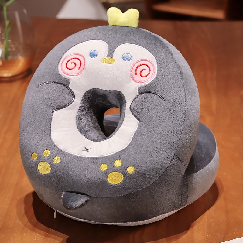 可爱卡通冰豆豆办公室午睡枕工位靠垫抱枕桌面趴睡枕午休枕头神器