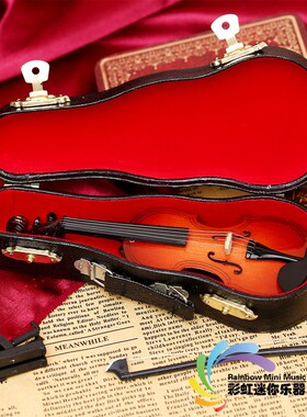 包邮手工制作14厘米迷你小提琴模型娃娃乐器摆件圣诞节新年礼物