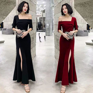 平时可穿晚宴礼服2021新款高贵女王鱼尾主持人开叉敬酒服气质女
