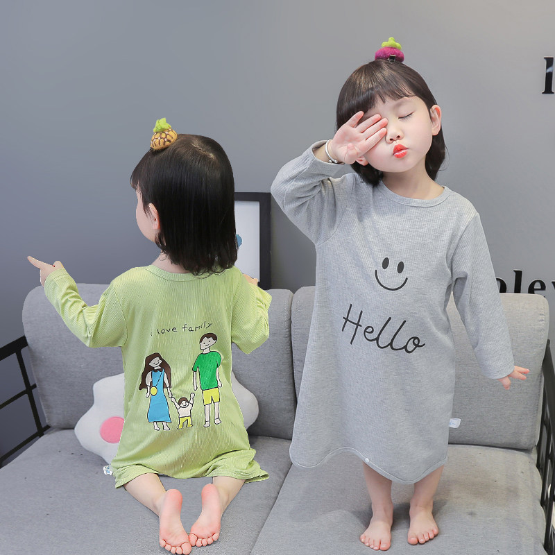 宝宝连体睡衣薄款纯棉婴儿睡袍春秋男女童睡裙夏季儿童空调家居服