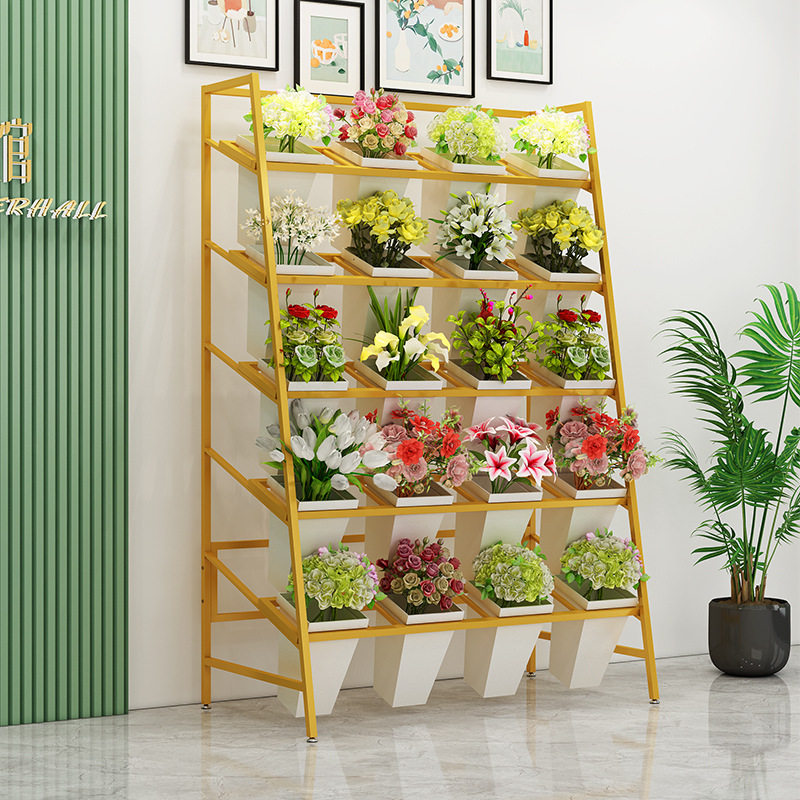 鲜花架子展示架花店养花移动花店鲜花摆放落地式斜款花架摆台挑选