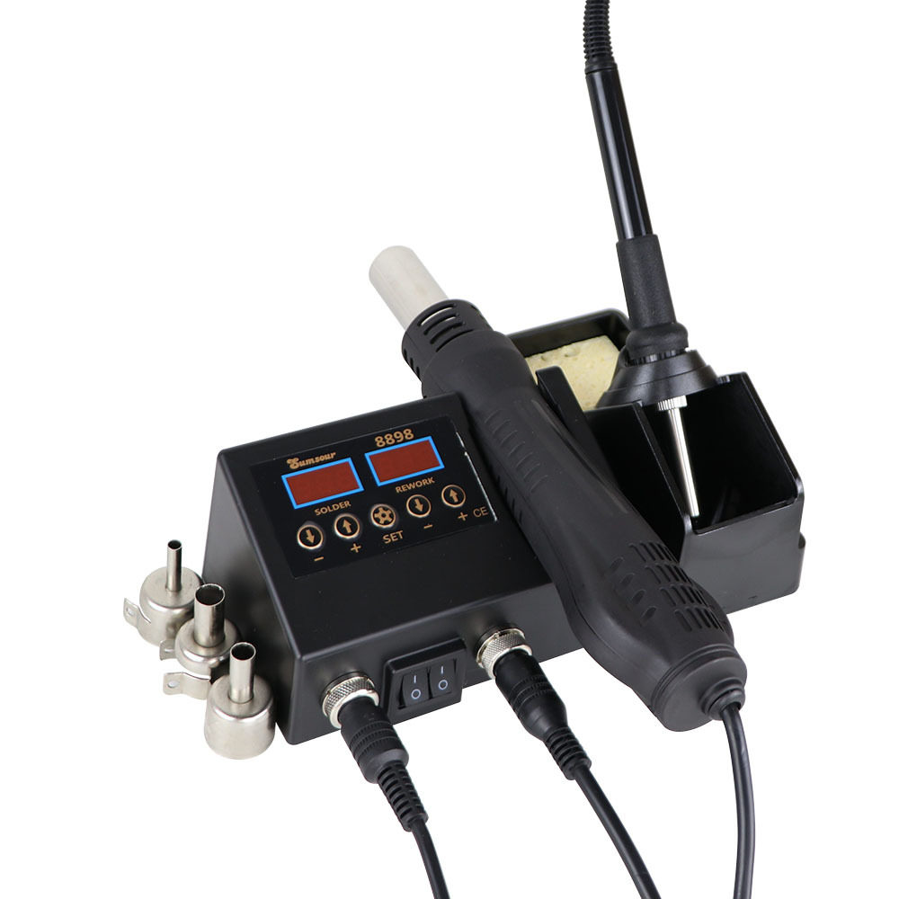 跨境热销8898热风枪拆焊台110V220V双数显二合一可控温电烙铁焊台