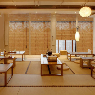 榻榻米竹帘民宿窗帘客栈茶楼名人故居中式卷帘遮阳防晒隔断新中式