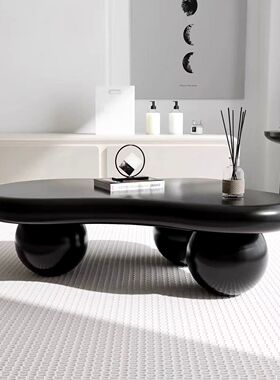 新款圆墩墩黑色云朵茶几家用小户型法式轻奢边几现代简约网红桌子
