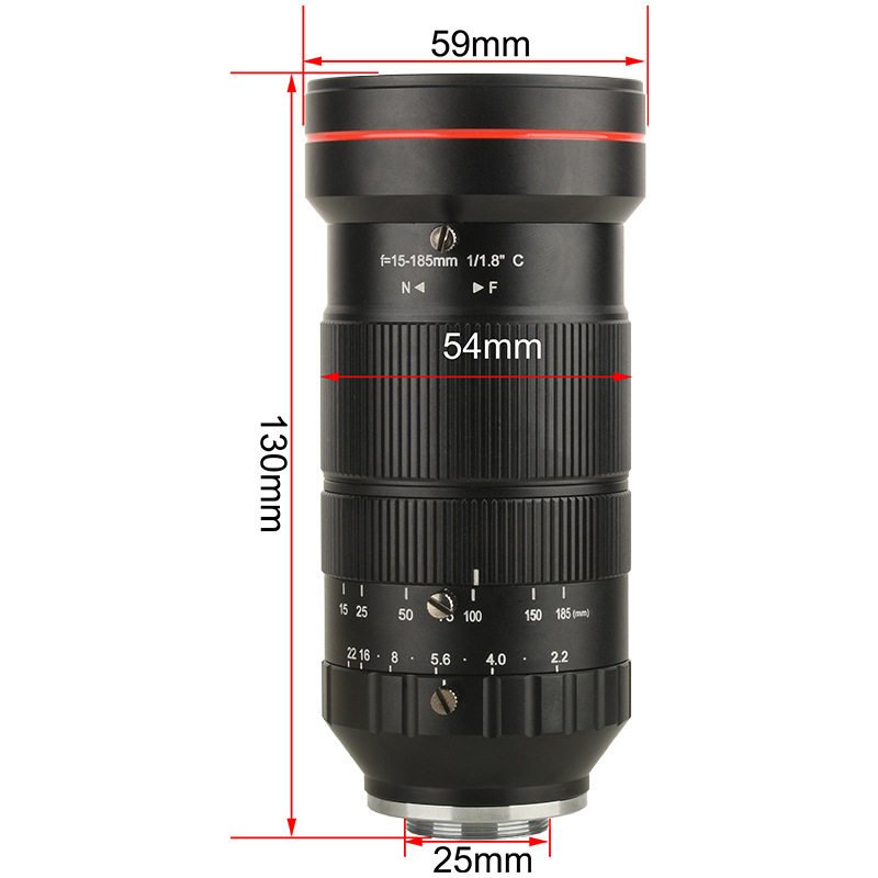 批发 800万像素15-185mm手动变焦工业检测镜头 C-Mount接口