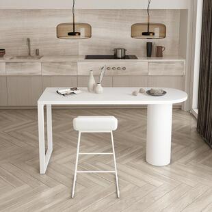 北欧实木家用靠墙餐桌现代简约设计师厨房中岛台餐厅高脚吧台桌