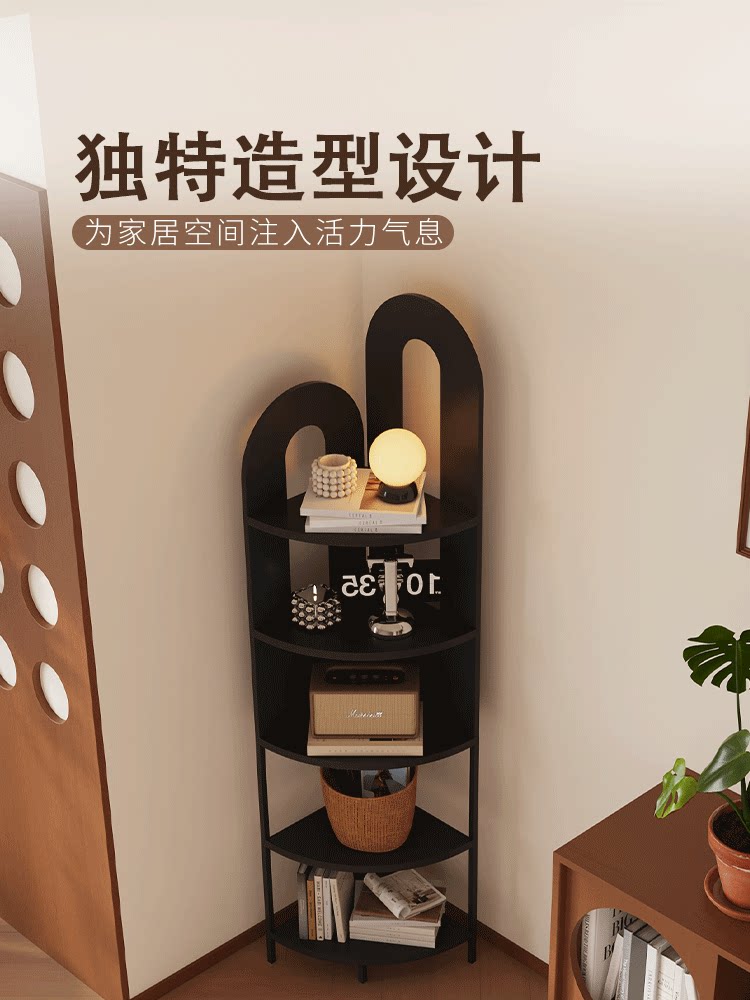 ?法式创意铁艺转角柜客厅家用多层一体靠墙拐角收纳柜置物架角落