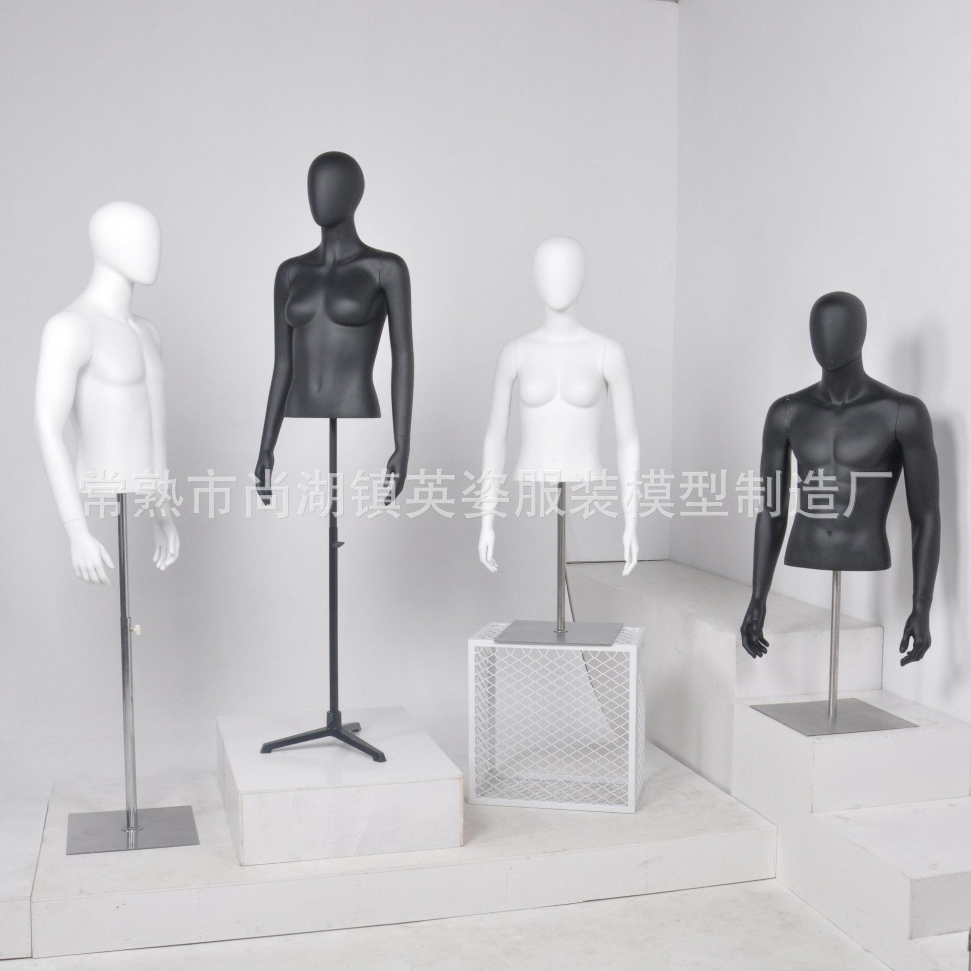 男女服装店橱窗陈列展示半身有头无头假肌肉玻璃钢假人台模特道具