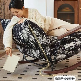 沙发法式意式水墨单人摇椅客厅阳台懒人躺椅家用复古休闲摇摇椅