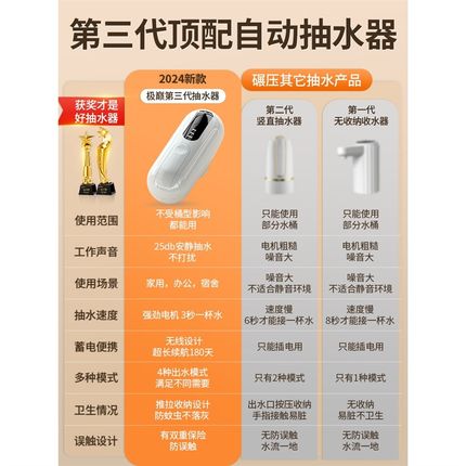 桶装水电动抽水器饮水机自动纯净水桶大桶水饮用S矿泉水取手动小
