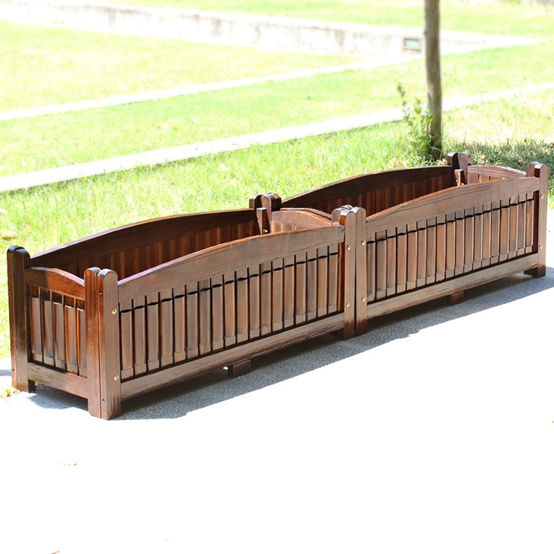 防腐木花箱户外庭院碳化木花箱长方形种植箱木花槽大号阳台种菜箱