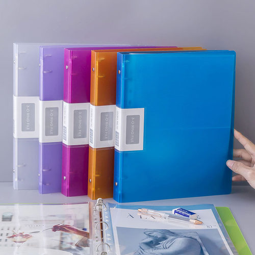 文件夹3孔A4打孔夹透明插页资料册100页活页资料保护夹三孔档案夹