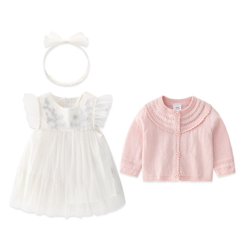 小童公主裙春秋装2021新款女宝宝洋气连衣裙套装婴儿周岁礼服裙子