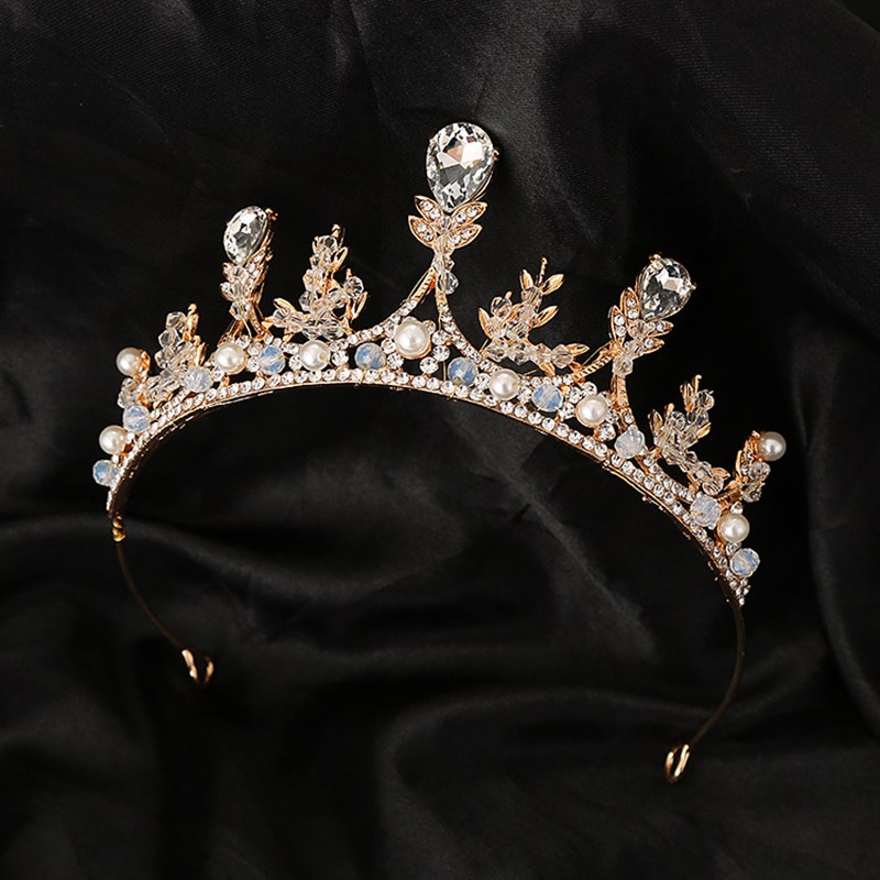 女童发饰皇冠儿童款韩式名媛水钻蝴蝶树叶王冠粉色成人款头饰包邮