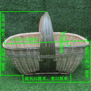 竹子编织竹制品大全竹箩筐竹编老式手工艺品手提大号摘菜篮鸡蛋篮