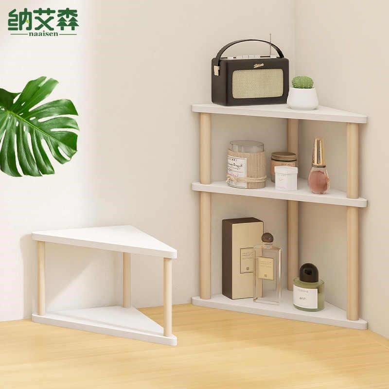 转角置物架三角形展示架小号木质墙角直边收纳架子柜内多层拐角柜