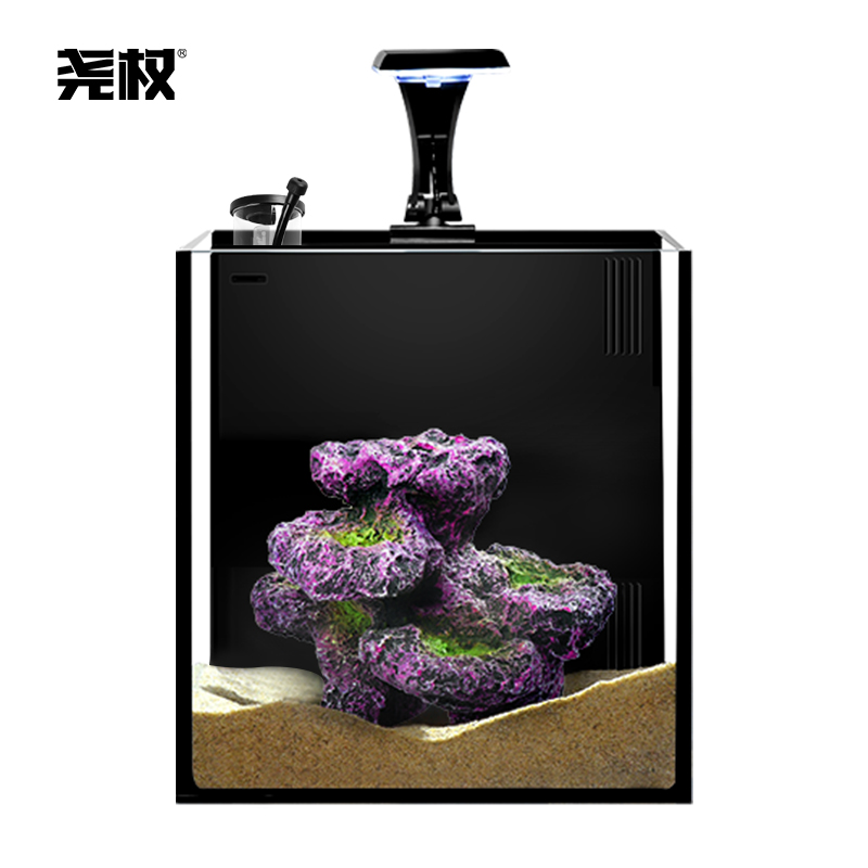 尧权海水缸客厅小型迷你桌面缸家用水族箱背滤小鱼缸超白缸生态缸